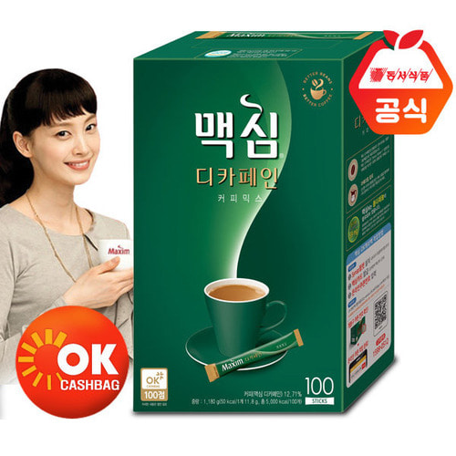 [무료배송]맥심 디카페인 커피믹스 100T